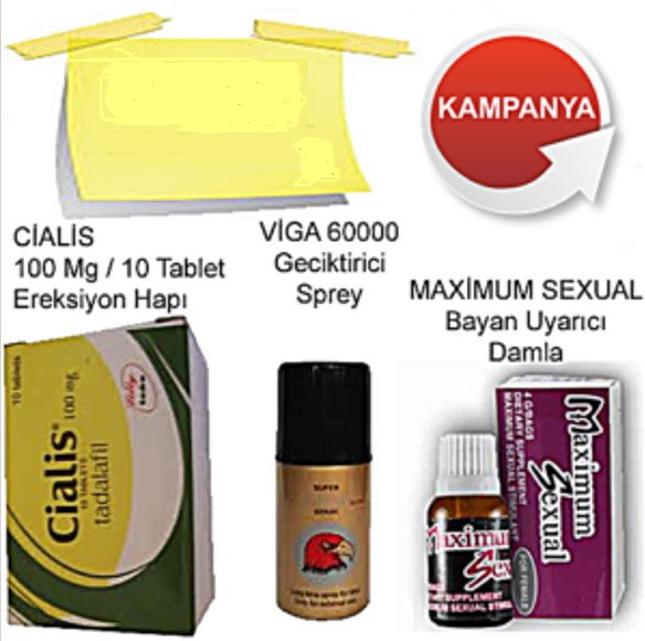 Cialis Ereksiyon Hapı 10 Tablet 100 mg + Viga 60000 Geciktirici Sprey + Maximum Sexual Damla